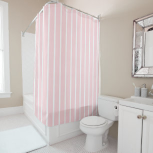 Douche rideau rayé rose et blanc