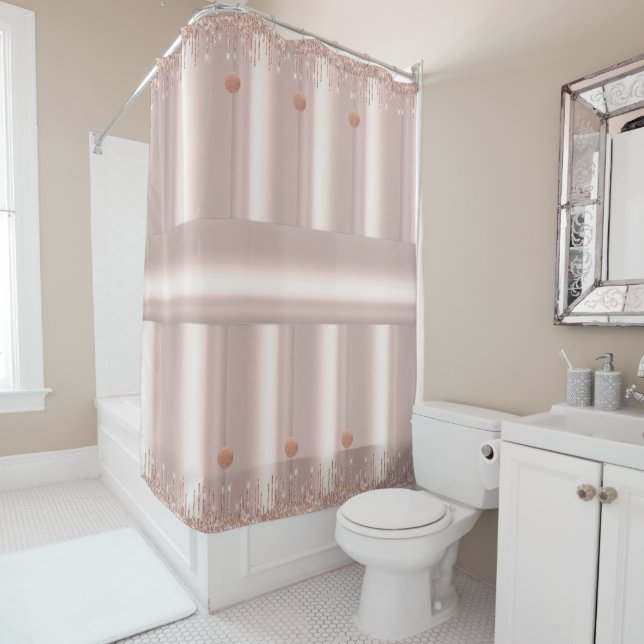 Douche rideau rose Parties scintillant goutte (En situation)