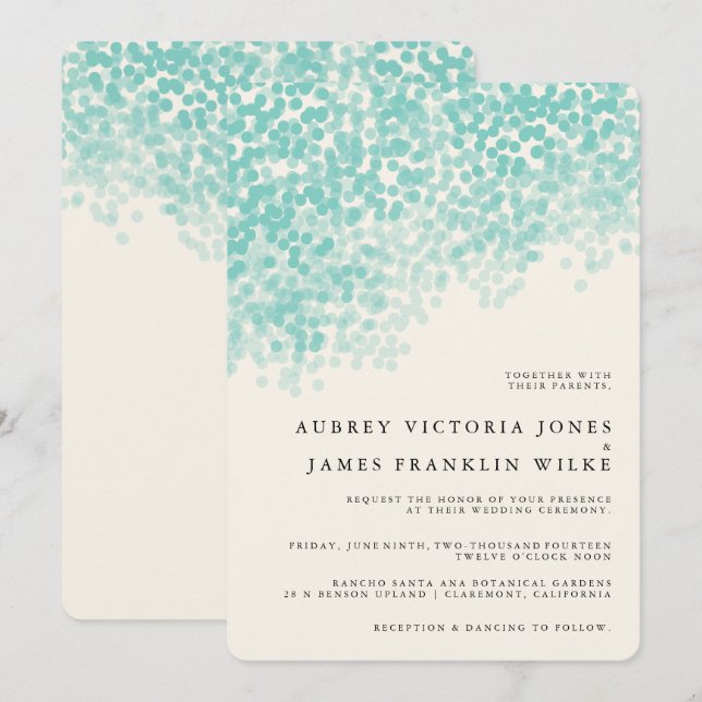 Douche turquoise | Invitations de mariage rustique (Devant / Derrière)