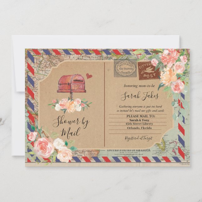 Douche vintage carte postale par Baby shower posta (Devant)