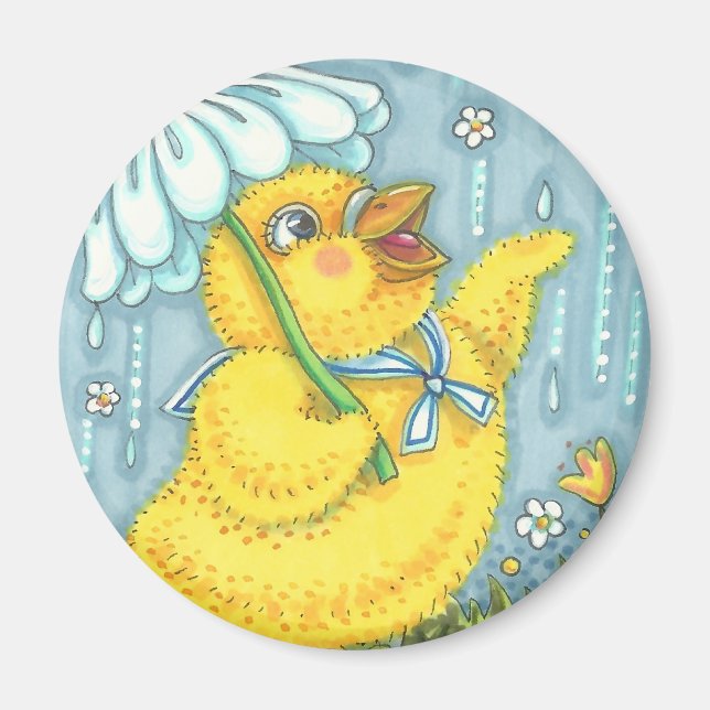 DOUCHES AVRIL PRINTEMPS MAGNET POULET ronD (Devant)