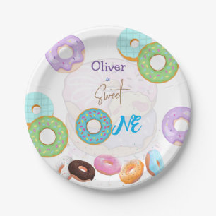 Doughnut 1st birthday boy  paper plate