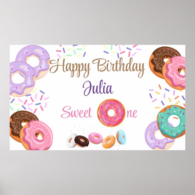 Doughnut 1st birthday girl  poster (Front)