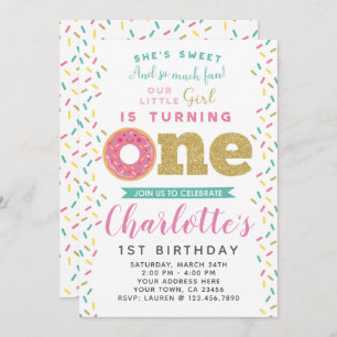 Doughnut 1st Birthday Invitation