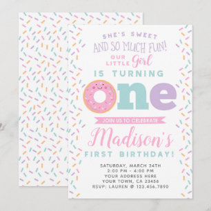 Doughnut 1st Birthday Invitation