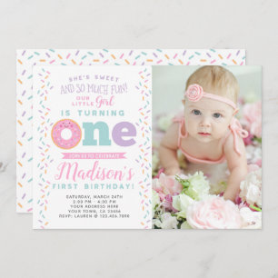 Doughnut 1st Birthday Invitation with Photo
