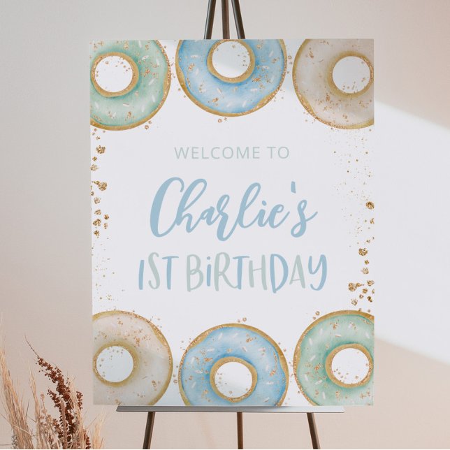 Doughnut 1st Birthday Party Welcome Sign Poster Bo (Creator Uploaded)