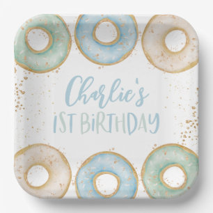 Doughnut 1st Birthday Personalized Party Paper Pla Paper Plate