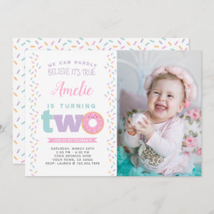 Doughnut 2nd Birthday Invitation with Photo