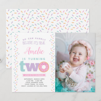 Doughnut 2nd Birthday Invitation with Photo