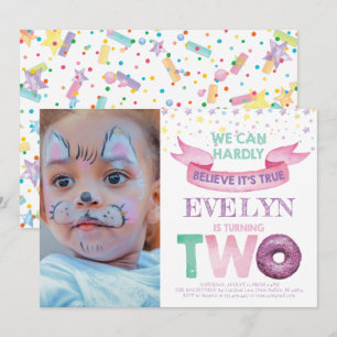 Doughnut 2nd Birthday Photo Invitation
