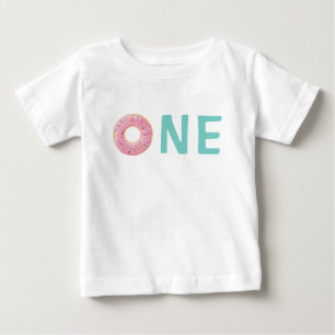 Doughnut Age One Invitation Birthday Personalized Baby T-Shirt