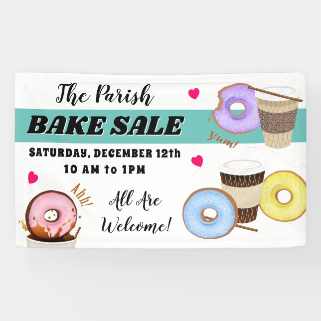 Doughnut and Coffee Bake Sale Banner (Horizontal)