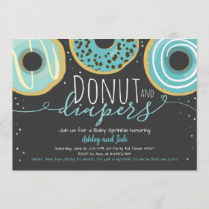 Doughnut and Diapers Sprinkle Boy Coed Baby Shower Invitation
