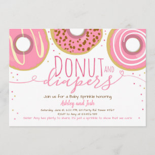 Doughnut and Diapers Sprinkle Coed Shower Baby Sho Invitation