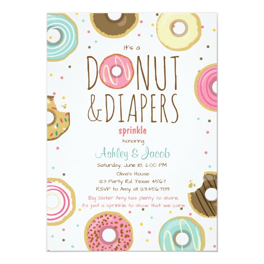 doughnut and diapers sprinkle invitation coed