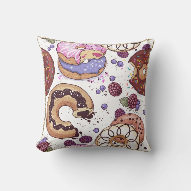 Doughnut Art Throw Pillow (Front)