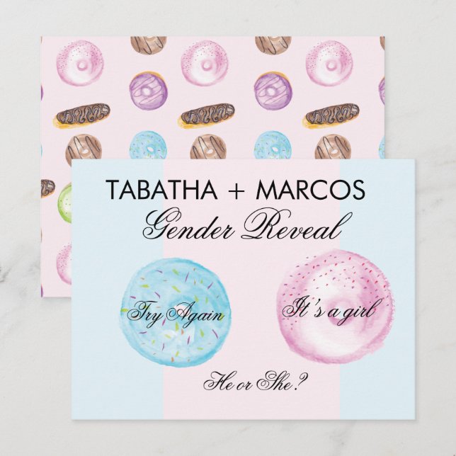 Doughnut Baby Gender Reveal DIY Scratch Cards (Front/Back)