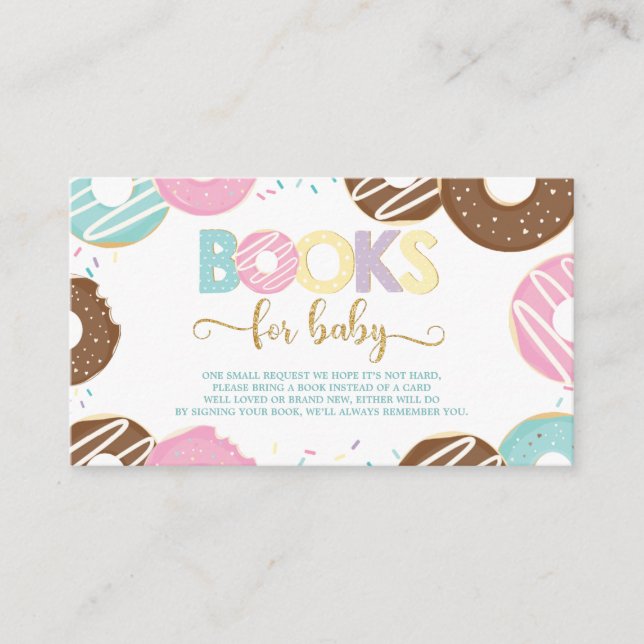 Doughnut Baby Shower Doughnut Girl Bring a Book Enclosure Card (Front)