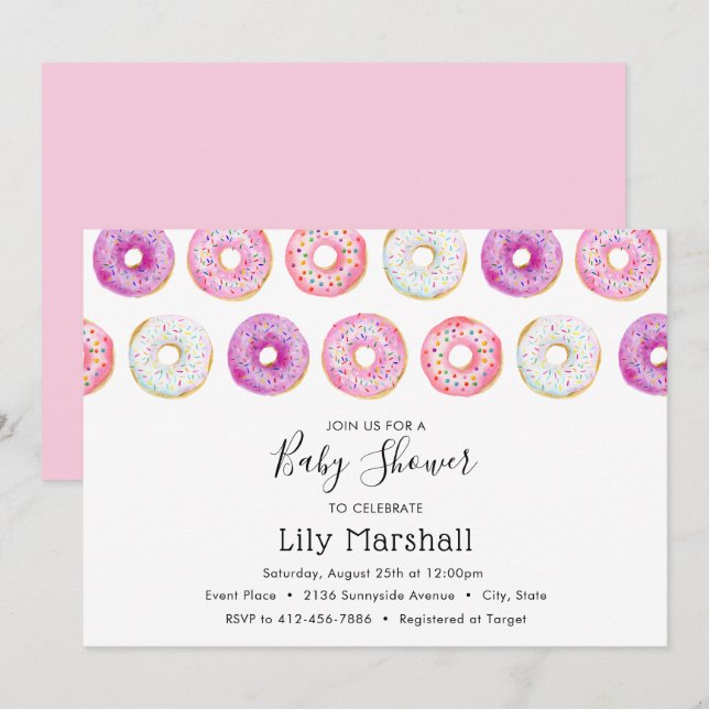 Doughnut Baby Shower Invitation (Front/Back)