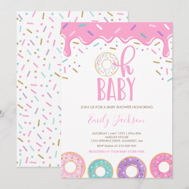 Doughnut Baby Shower Invitation Oh Baby Doughnut S (Front/Back)