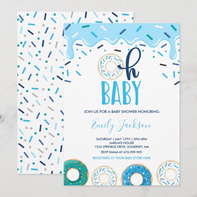 Doughnut Baby Shower Invitation Oh Baby Doughnut S (Front/Back)