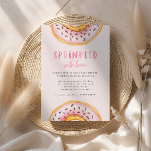doughnut baby shower pink girly modern cute announcement