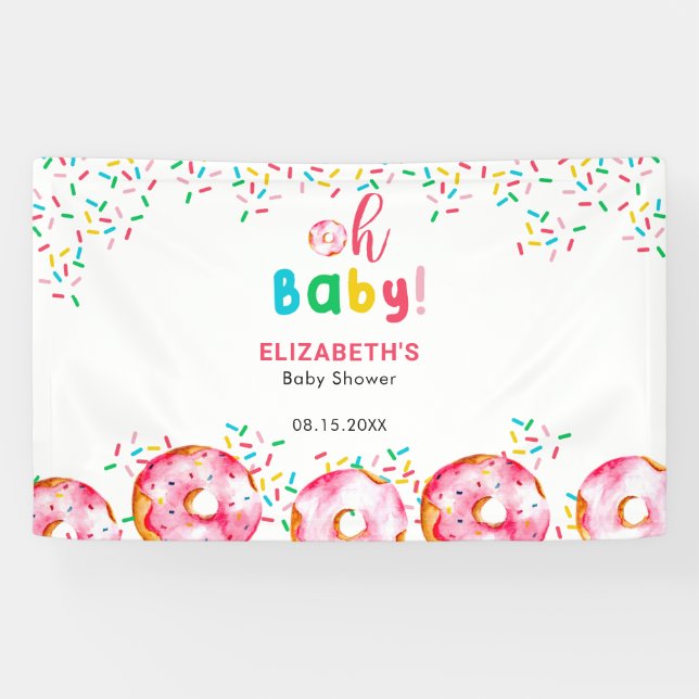 Doughnut Baby Shower Rainbow Colourful Background  Banner (Horizontal)