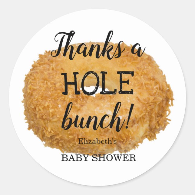 Doughnut Baby Shower Thank You Classic Round Sticker (Front)