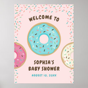 Doughnut Baby Shower Welcome Sign Printed Poster