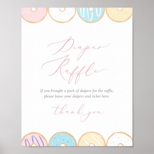 Doughnut Baby Sprinkle Diaper Raffle Sign (Front)