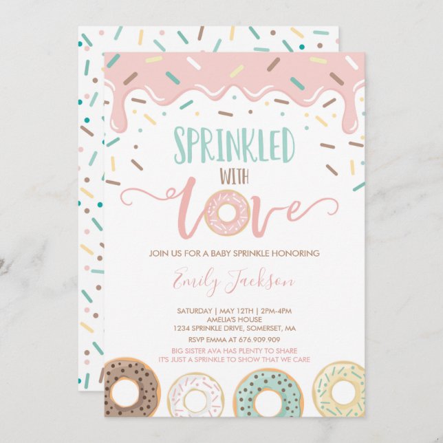 Doughnut Baby Sprinkle Invitation Sprinkled With L (Front/Back)