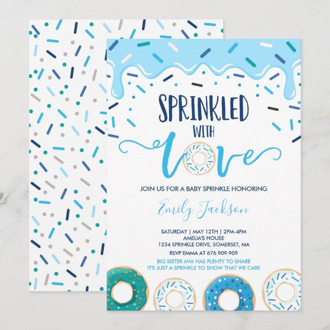 Doughnut Baby Sprinkle Invitation Sprinkled With L (Front/Back)