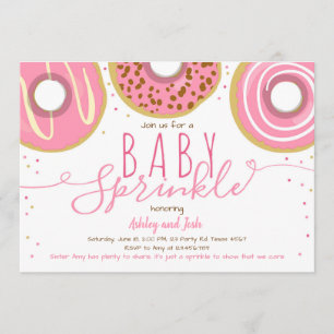 Doughnut Baby Sprinkle Pink Doughnut Girl Sprinkle Invitation