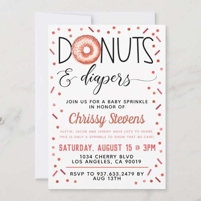 Doughnut Baby Sprinkle Shower Invitation (Front)