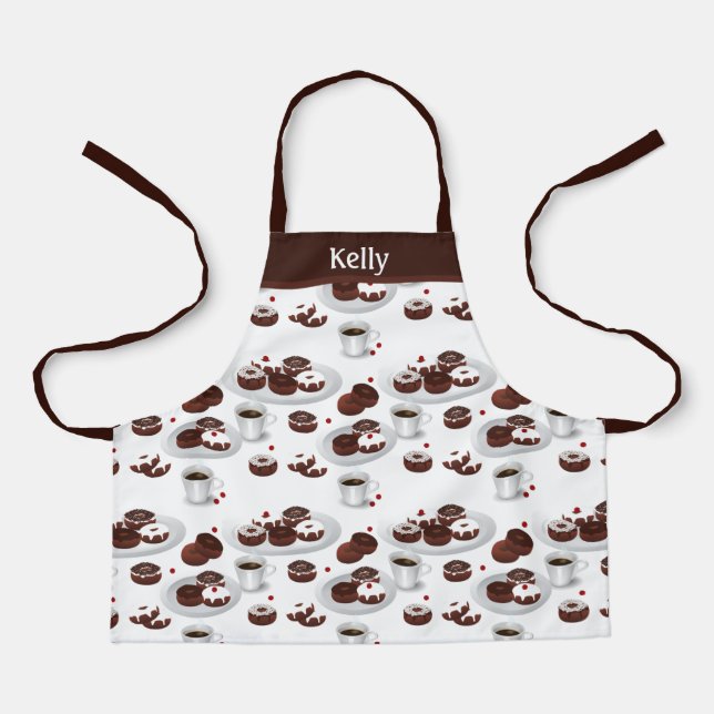 Doughnut Baker Custom Name Kids Apron (Front)