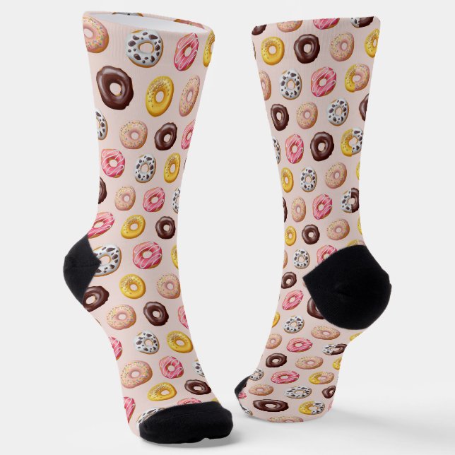 Doughnut Bakery Shop Pattern Socks (Angled)