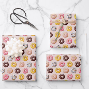 Doughnut Bakery Shop Pattern Wrapping Paper Sheet