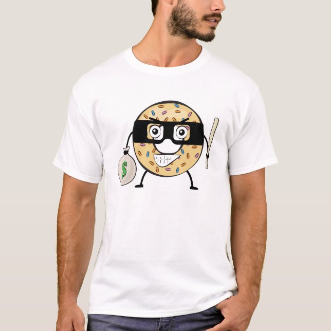 Doughnut Bandit - Funny Character Illustration  T-Shirt (Front)