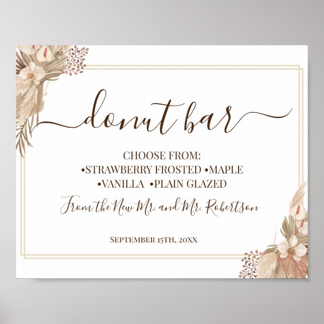 Doughnut Bar Sweets Table Wedding Reception Sign (Front)