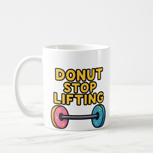 Doughnut Barbell Funny Gym Mug | Sweet & Strong Fi (Left)