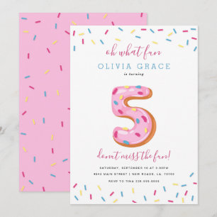 Doughnut Birthday Celebration Five Invitation