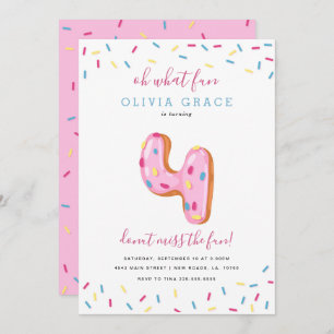Doughnut Birthday Celebration Four Invitation