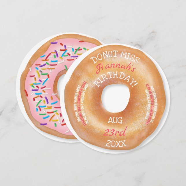 Doughnut Birthday | Cute Frosting Sprinkles Doughn Invitation (Front/Back)