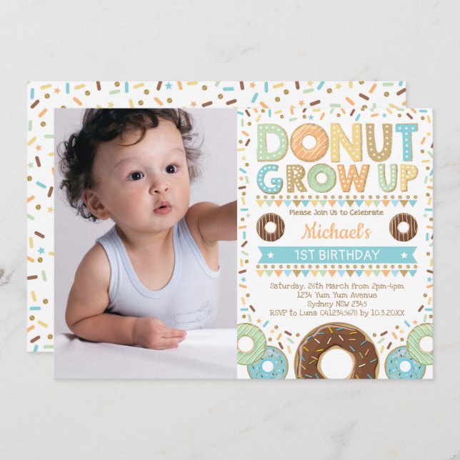 Doughnut Birthday Doughnut Party Sprinkles Invitation (Front/Back)