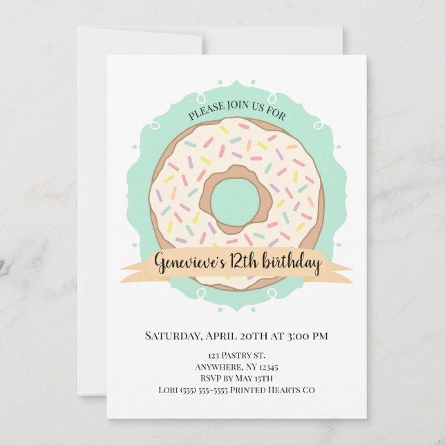 Doughnut Birthday Invitation (Front)