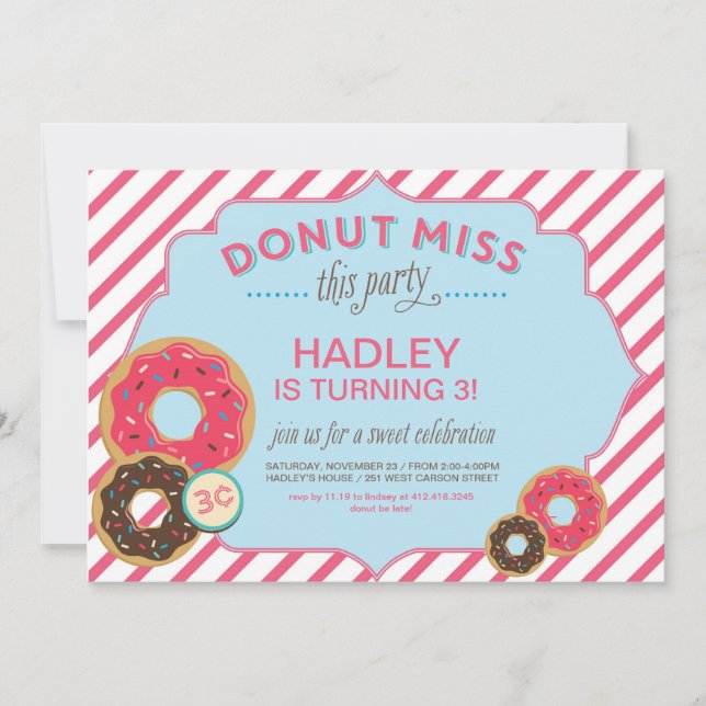Doughnut Birthday Invitation (Front)