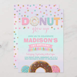 Doughnut Birthday Invitation Doughnut Grow Up