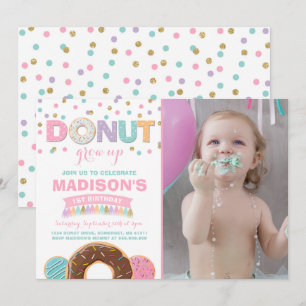 Doughnut Birthday Invitation Doughnut Grow Up