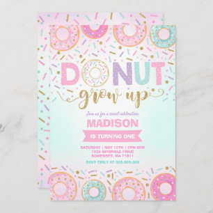 Doughnut Birthday Invitation Doughnut Grow Up Part